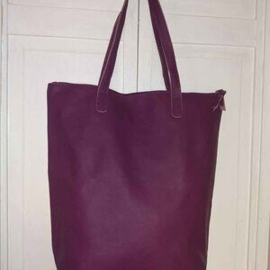 JM New York Purple Leather Tote Bag